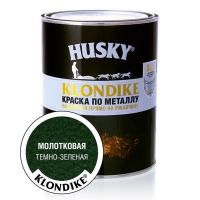 HUSKY-KLONDIKE Краска по металлу с молотковым эффектом темно-зеленая 0,9л/6шт