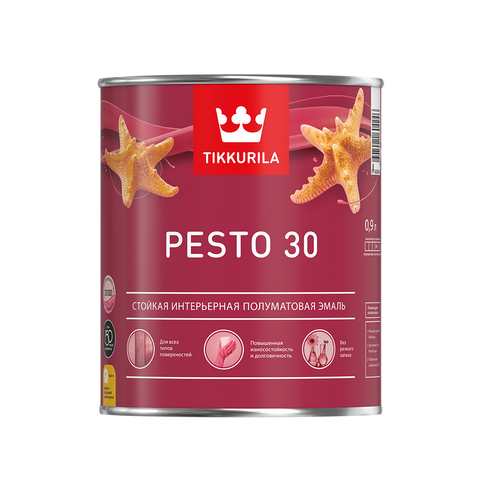 Tikkurila EURO Pesto 30 A алкидная п/матовая краска без резкого запаха 0,9л/6шт