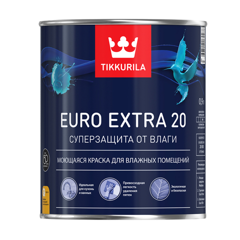 Tikkurila EURO EXTRA 20 А краска моющ. для влажных помещений 0,9л/6шт