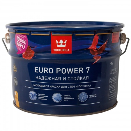 Tikkurila  EURO POWER 7 С моющ. для стен и потолков 9л