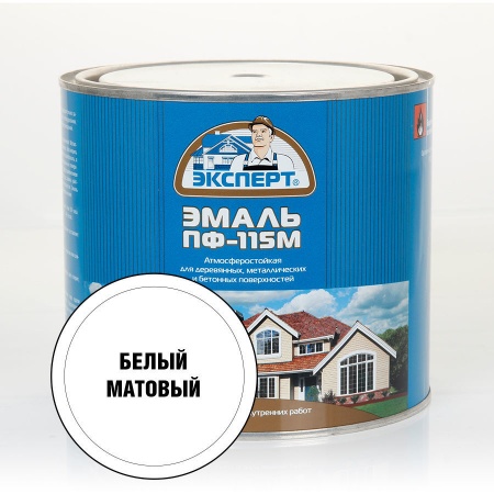 Эксперт Эмаль ПФ-115М мат белая 0,4кг /12