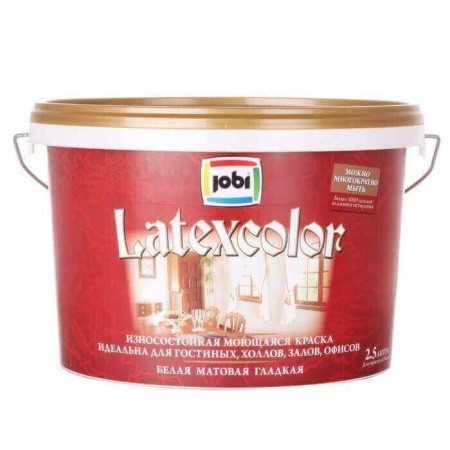 Jobi LATEXCOLOR A7 Краска моющаяся латексная  ( 0,9 л) /6шт""