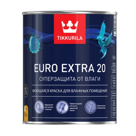 Tikkurila EURO EXTRA 20 А краска моющ. для влажных помещений 2,7л/3шт